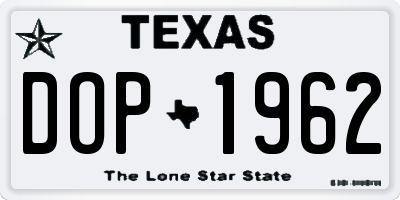 TX license plate DOP1962