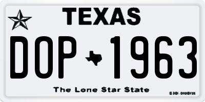 TX license plate DOP1963