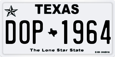 TX license plate DOP1964