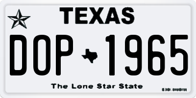TX license plate DOP1965