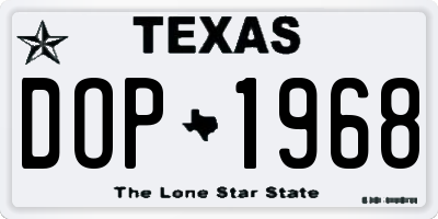 TX license plate DOP1968