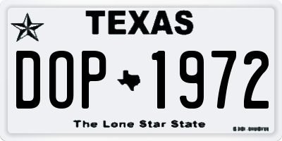 TX license plate DOP1972