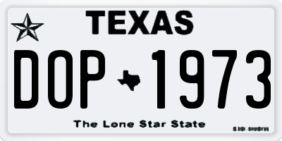 TX license plate DOP1973