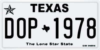 TX license plate DOP1978