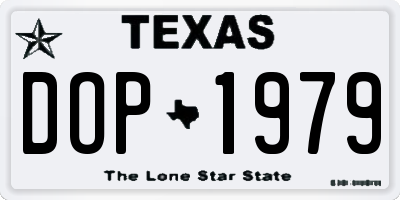 TX license plate DOP1979