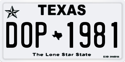 TX license plate DOP1981