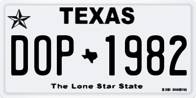 TX license plate DOP1982