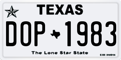 TX license plate DOP1983