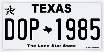 TX license plate DOP1985