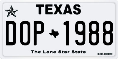 TX license plate DOP1988