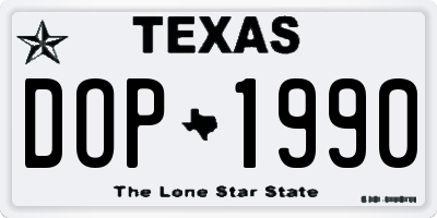 TX license plate DOP1990