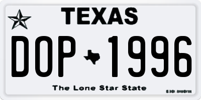 TX license plate DOP1996