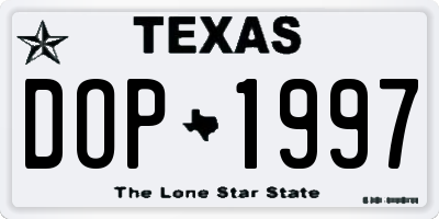 TX license plate DOP1997