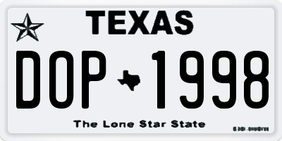 TX license plate DOP1998