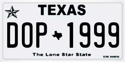 TX license plate DOP1999
