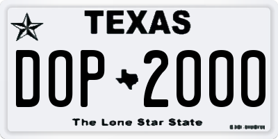 TX license plate DOP2000