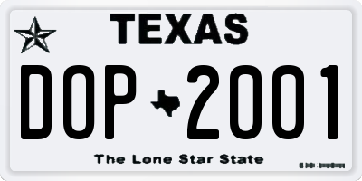 TX license plate DOP2001
