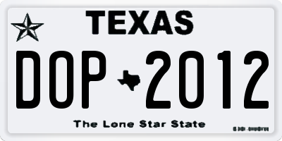 TX license plate DOP2012