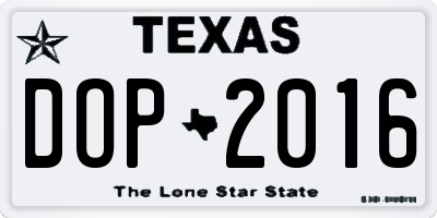 TX license plate DOP2016