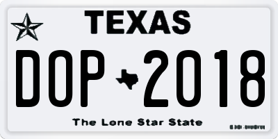 TX license plate DOP2018