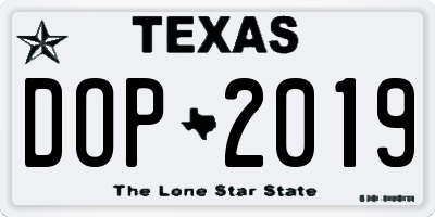 TX license plate DOP2019
