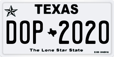 TX license plate DOP2020