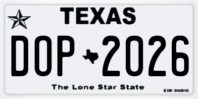 TX license plate DOP2026