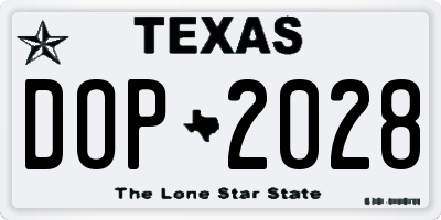 TX license plate DOP2028
