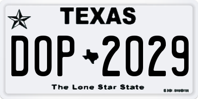 TX license plate DOP2029