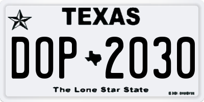 TX license plate DOP2030