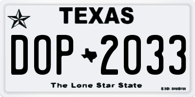 TX license plate DOP2033