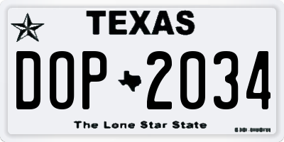TX license plate DOP2034