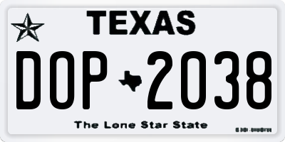 TX license plate DOP2038