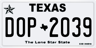 TX license plate DOP2039