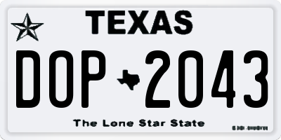 TX license plate DOP2043