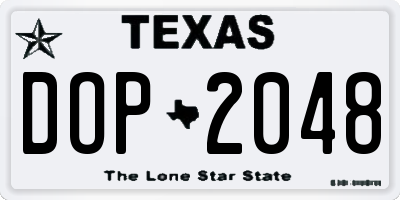 TX license plate DOP2048