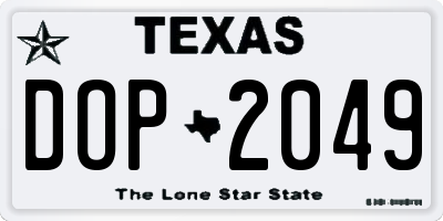 TX license plate DOP2049