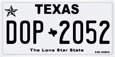 TX license plate DOP2052