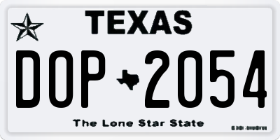 TX license plate DOP2054