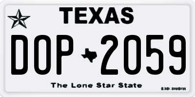 TX license plate DOP2059