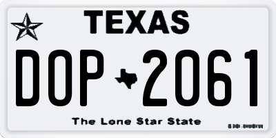 TX license plate DOP2061