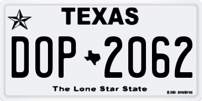 TX license plate DOP2062