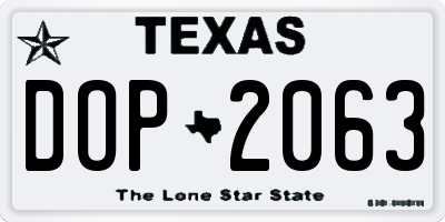 TX license plate DOP2063