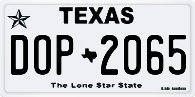 TX license plate DOP2065