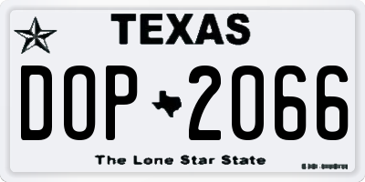 TX license plate DOP2066