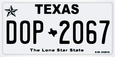 TX license plate DOP2067