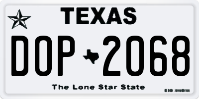 TX license plate DOP2068