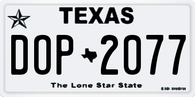 TX license plate DOP2077