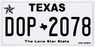TX license plate DOP2078