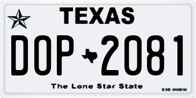 TX license plate DOP2081